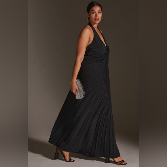 Anthropologie Pleated Halter Midi Dress - Picture 2 of 4